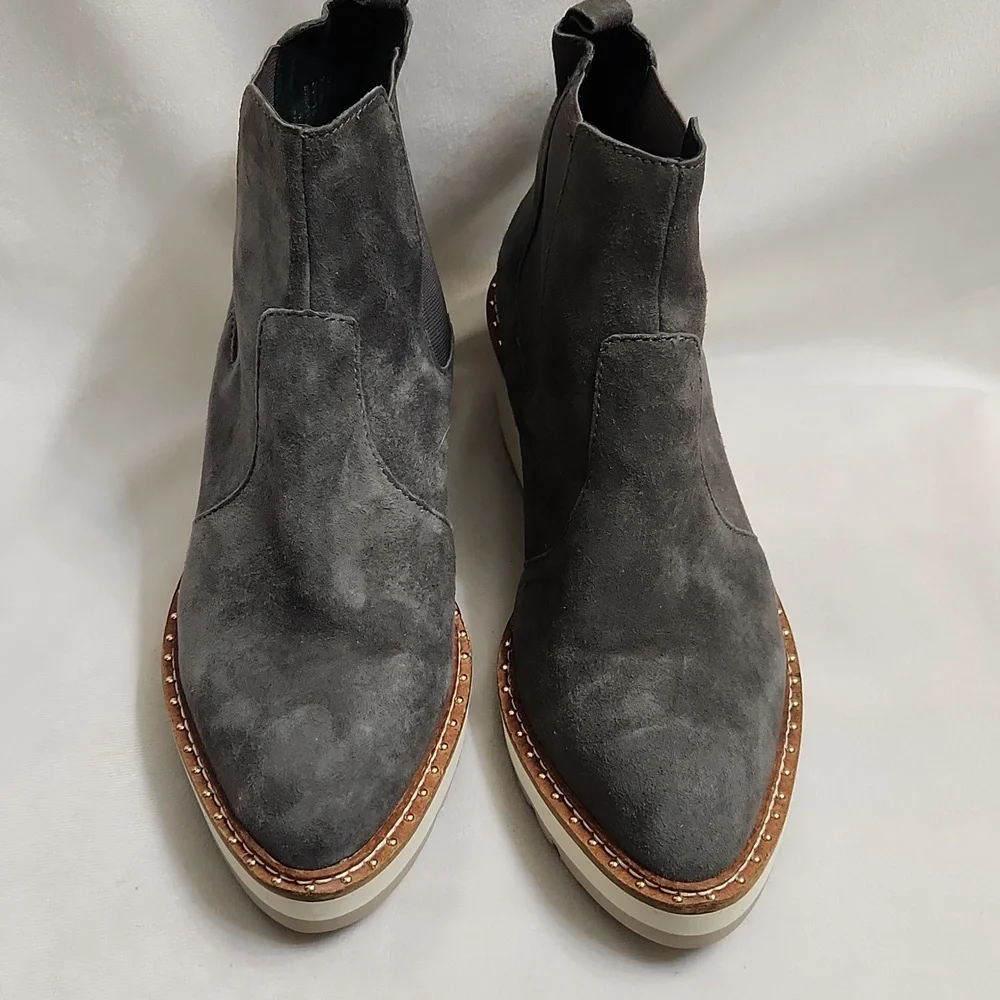 Cecelia New York Gemma Slip-on Suede Low Wedge Ankle Boots (W Size 8.5)